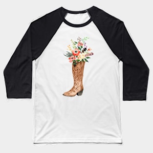 Cowboy Boot Floral Baseball T-Shirt